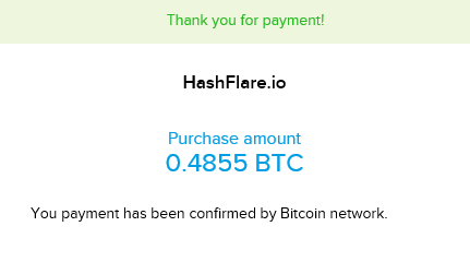 Hashflare Payment Thanks