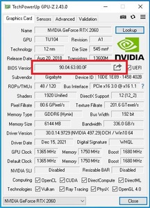 Gigabyte GeForce RTX2060 REV2.0 BIOS
